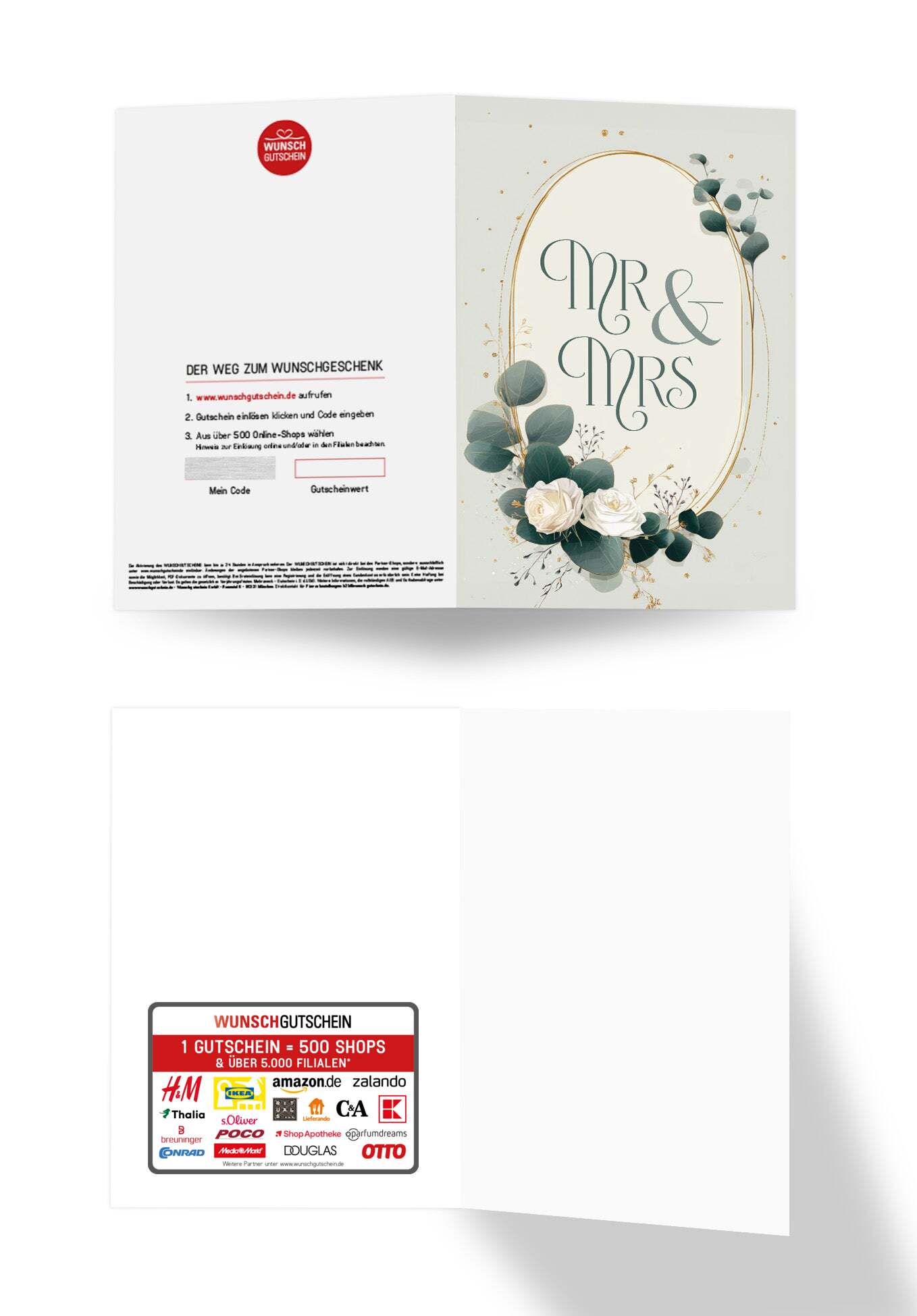 Wunschgutschein Mr & Mrs - Rosen Eukalyptus – Geschenkgutschein Ansicht 3