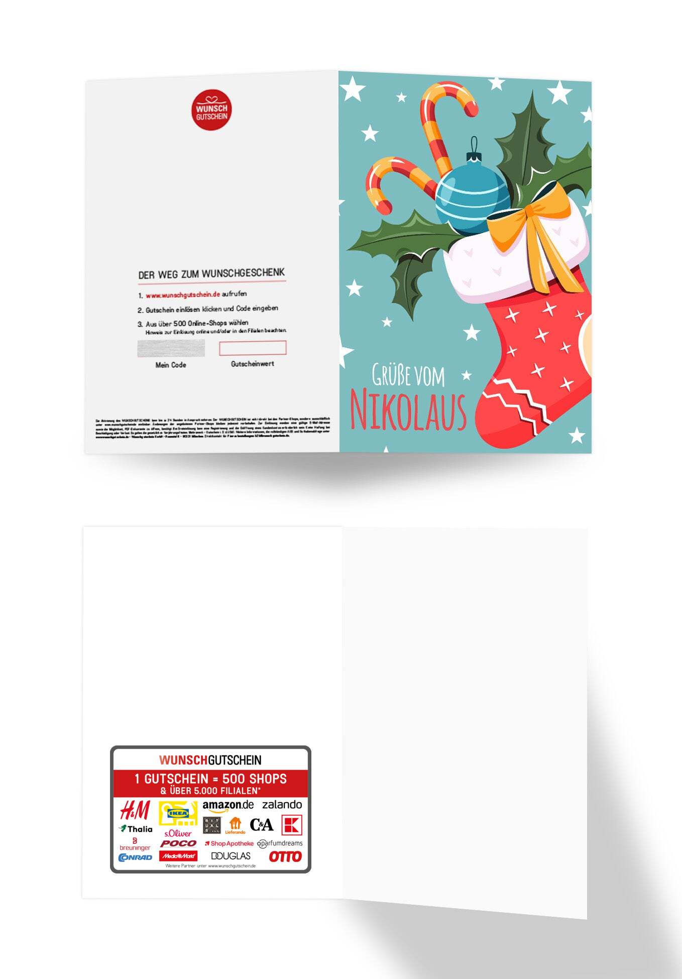 Wunschgutschein Grüße vom Nikolaus - Strumpf – Geschenkgutschein Ansicht 3