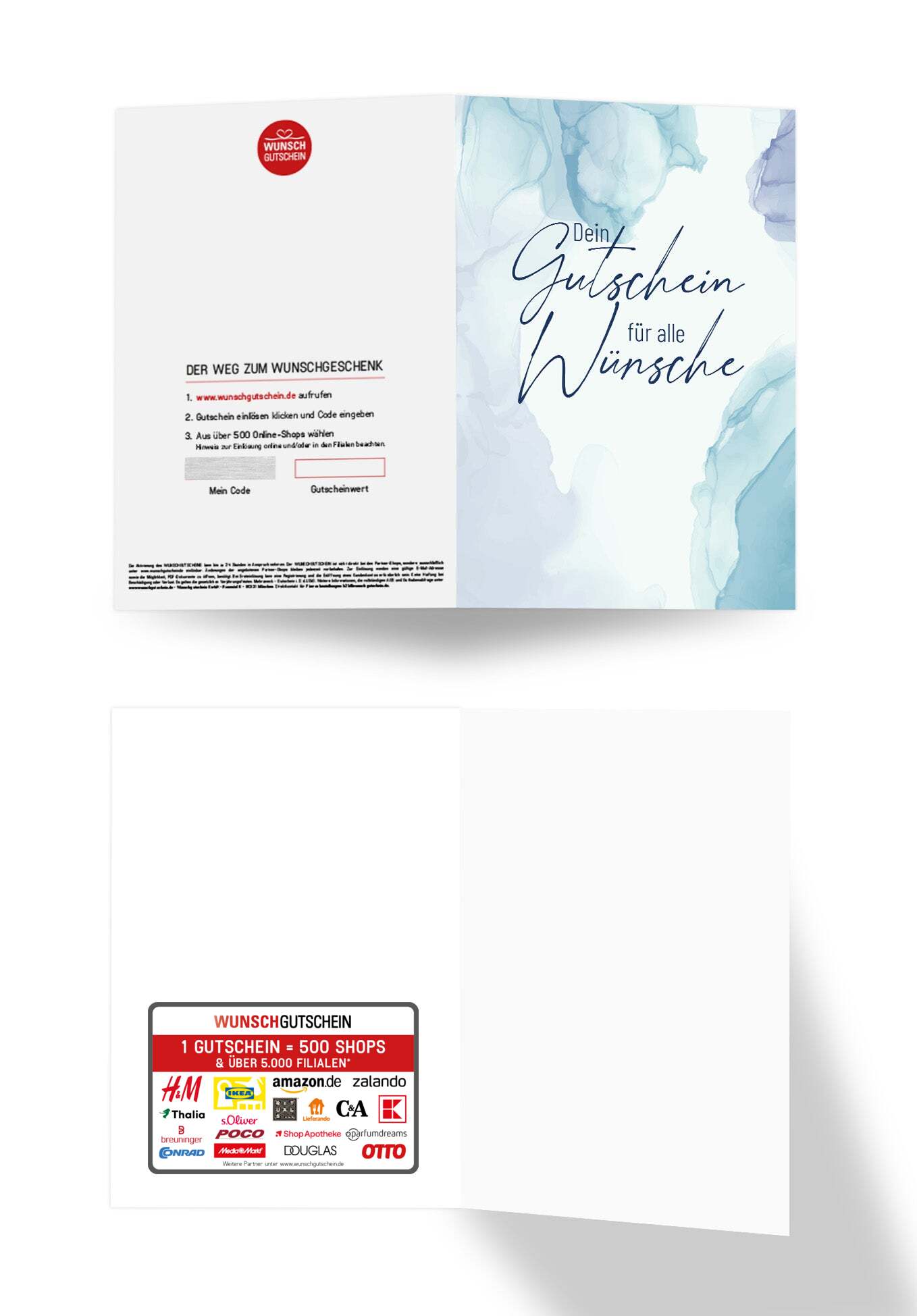 Wunschgutschein Für alle Wünsche - Aquarell Blau – Geschenkgutschein Ansicht 3