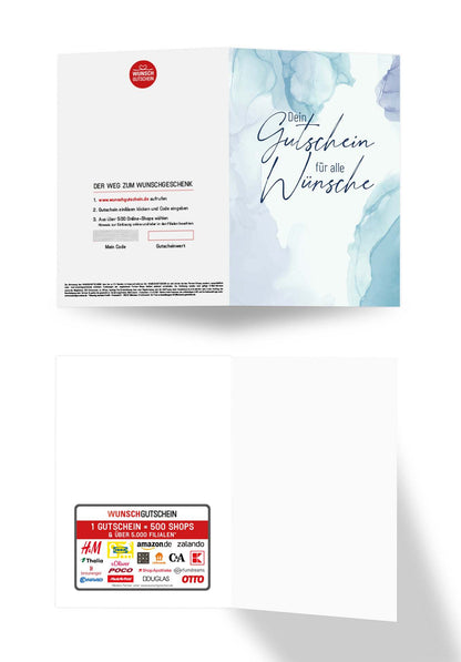 Wunschgutschein Für alle Wünsche - Aquarell Blau – Geschenkgutschein Ansicht 3