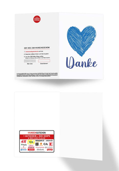 Wunschgutschein Danke - Herz Blau – Geschenkgutschein Ansicht 3