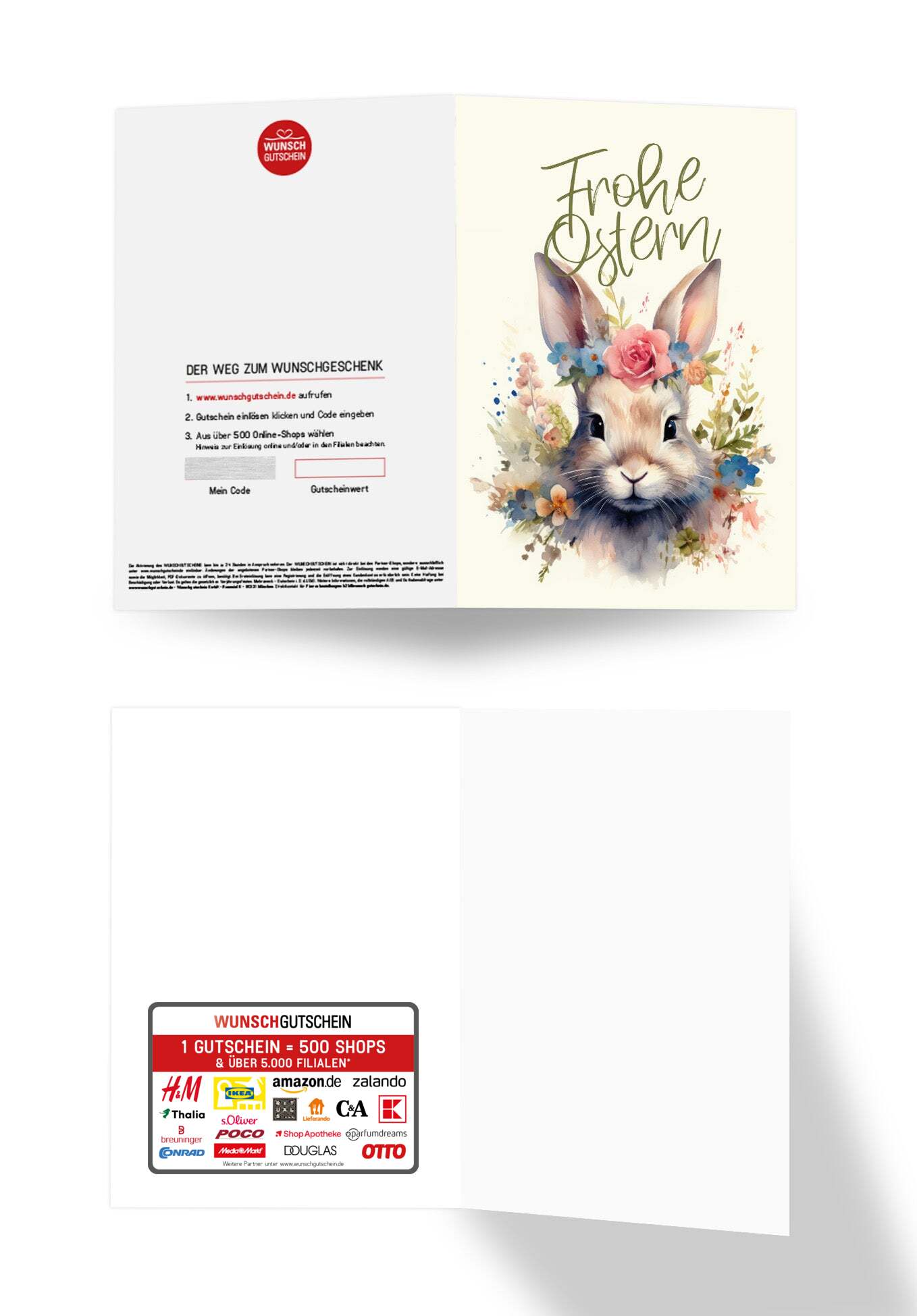 Wunschgutschein Frohe Ostern - Hase Blumen – Geschenkgutschein Ansicht 3
