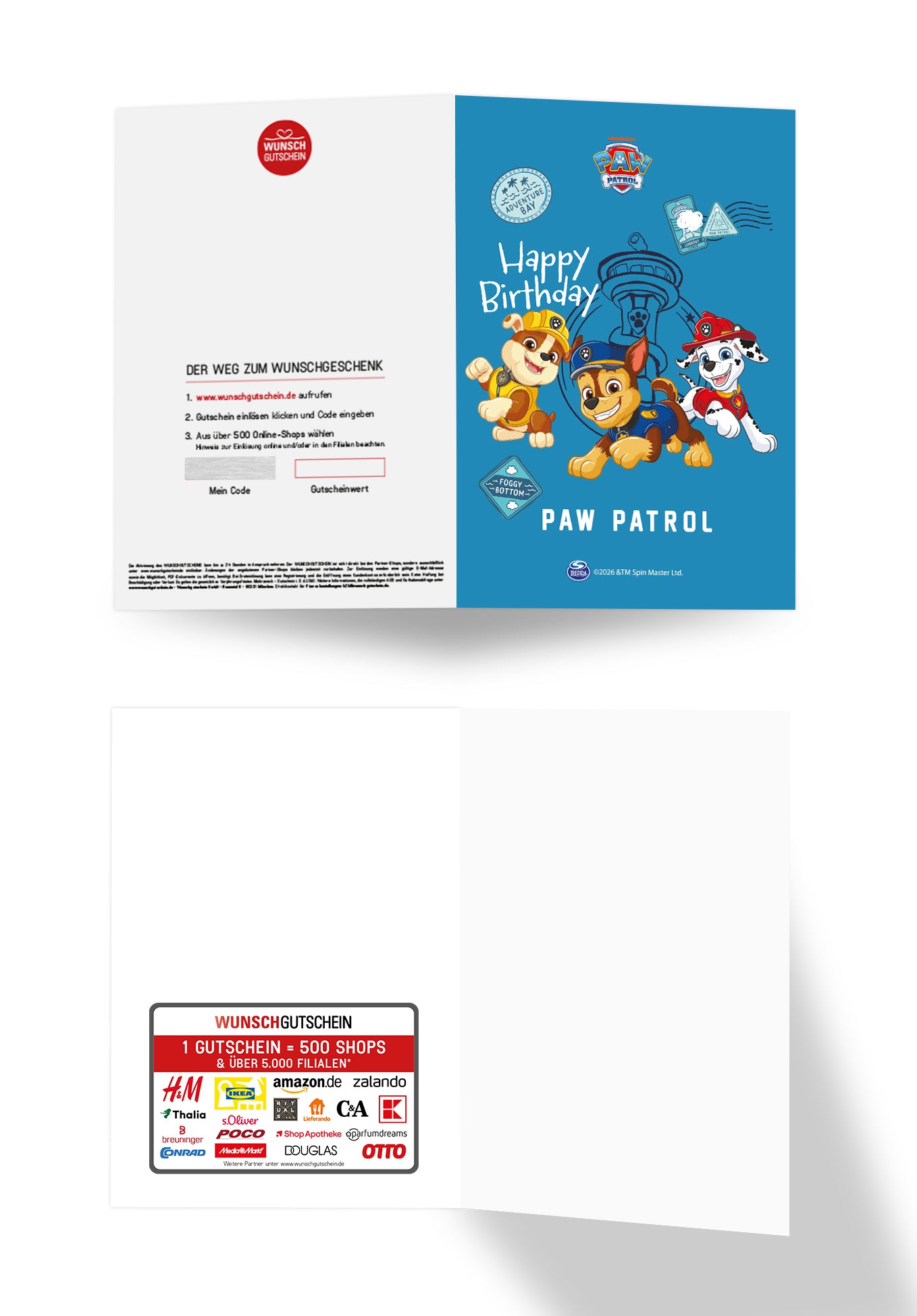 Wunschgutschein Paw Patrol - Happy Birthday - Blau PDF – Geschenkgutschein Ansicht 3