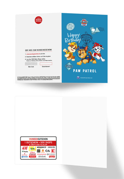 Wunschgutschein Paw Patrol - Happy Birthday - Blau PDF – Geschenkgutschein Ansicht 3