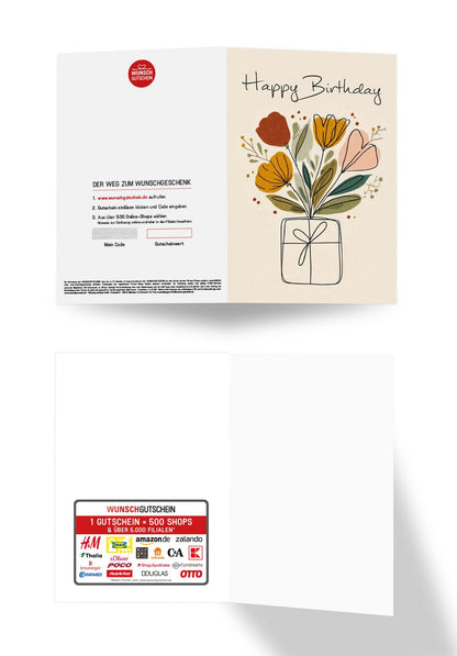 Wunschgutschein Happy Birthday - Geschenk Blumen – Geschenkgutschein Ansicht 3