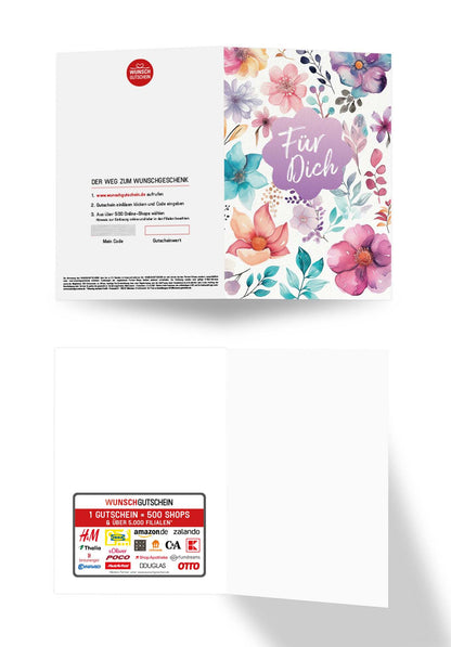 Wunschgutschein Für Dich - Blumen Aquarell – Geschenkgutschein Ansicht 3