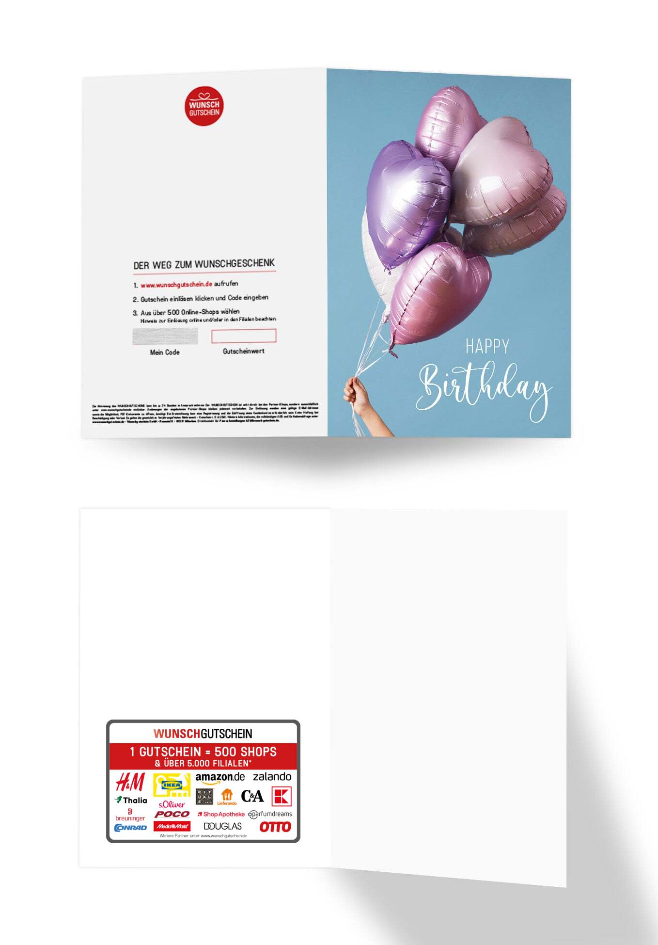 Wunschgutschein Happy Birthday - Herzen Ballons – Geschenkgutschein Ansicht 3