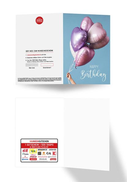Wunschgutschein Happy Birthday - Herzen Ballons – Geschenkgutschein Ansicht 3