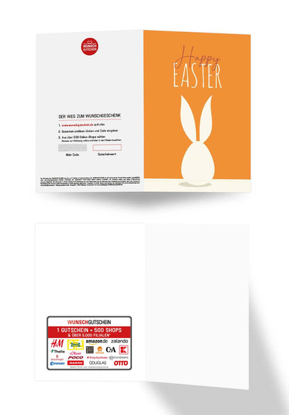 Wunschgutschein Happy Easter - Hase Weiß Orange PDF – Geschenkgutschein Ansicht 3