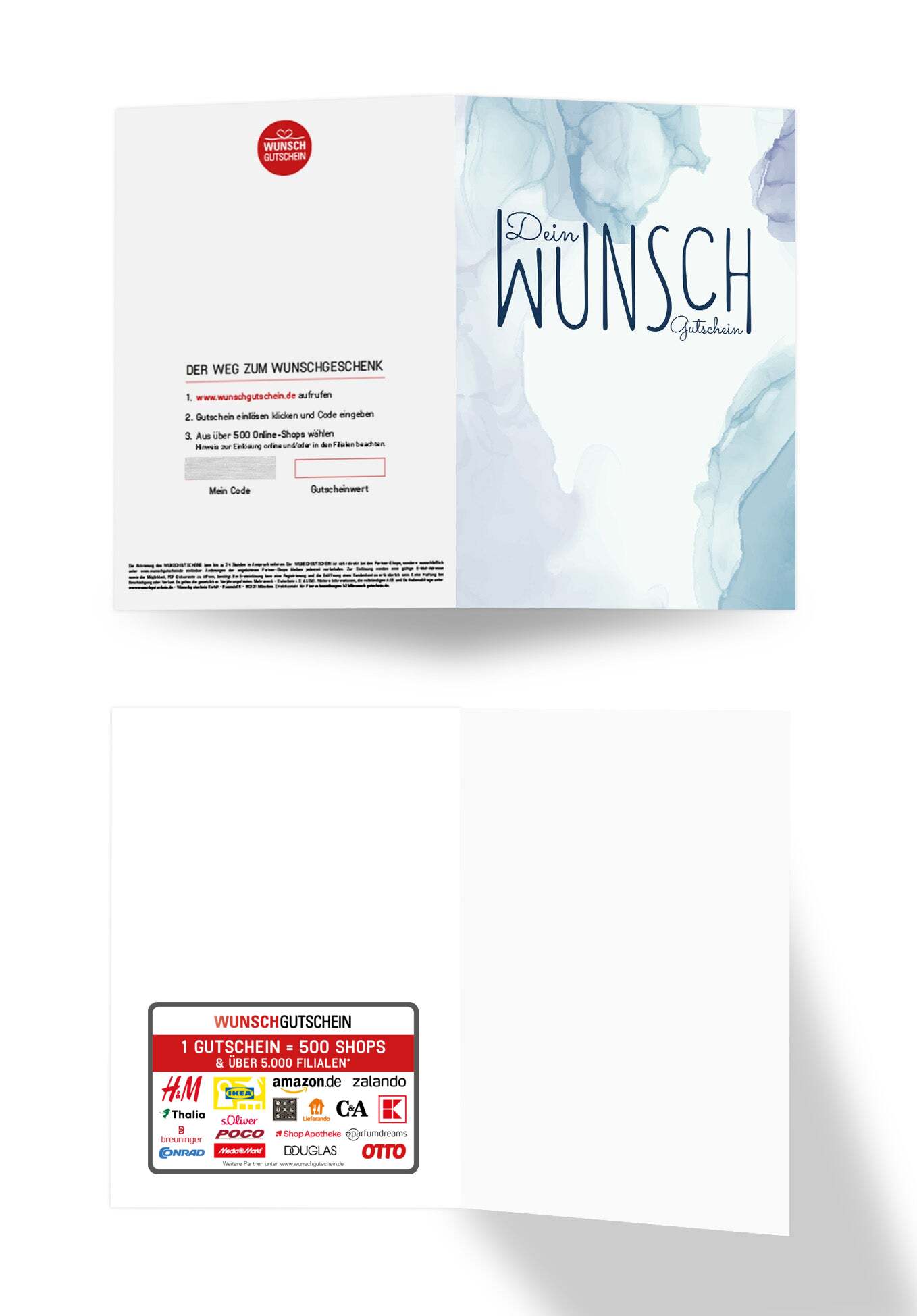 Wunschgutschein Dein Wunschgutschein - Aquarell Blau – Geschenkgutschein Ansicht 3