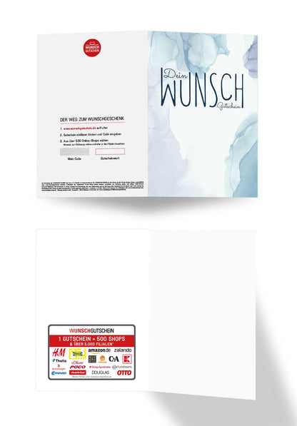 Wunschgutschein Dein Wunschgutschein - Aquarell Blau – Geschenkgutschein Ansicht 3
