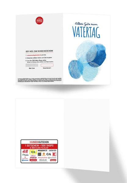 Wunschgutschein Alles Gute zum Vatertag - Blaue Formen PDF – Geschenkgutschein Ansicht 3