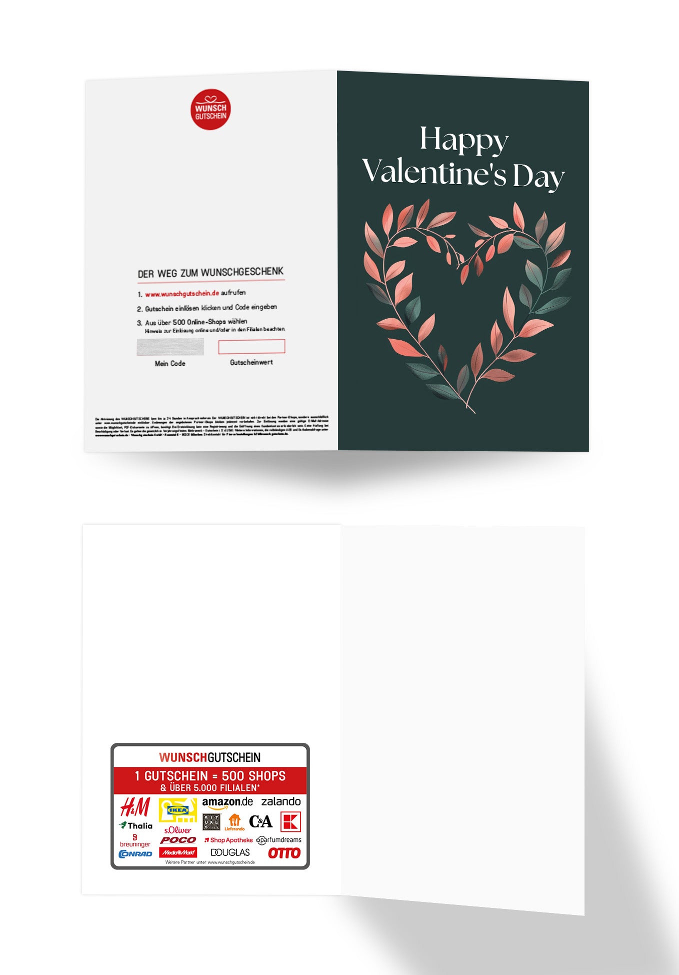 Wunschgutschein Happy Valentine's Day - Herz Dunkelgrün – Geschenkgutschein Ansicht 7