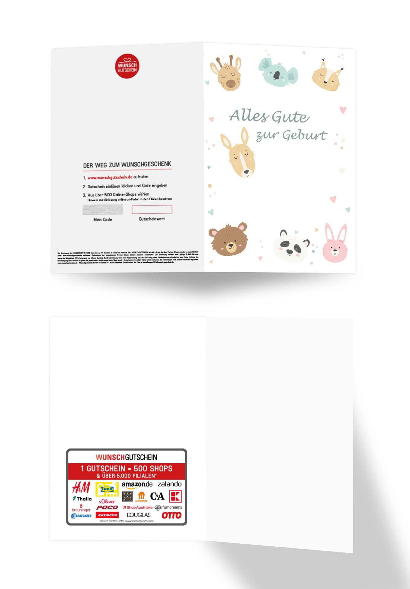 Wunschgutschein Alles Gute zur Geburt - Tiere PDF – Geschenkgutschein Ansicht 3