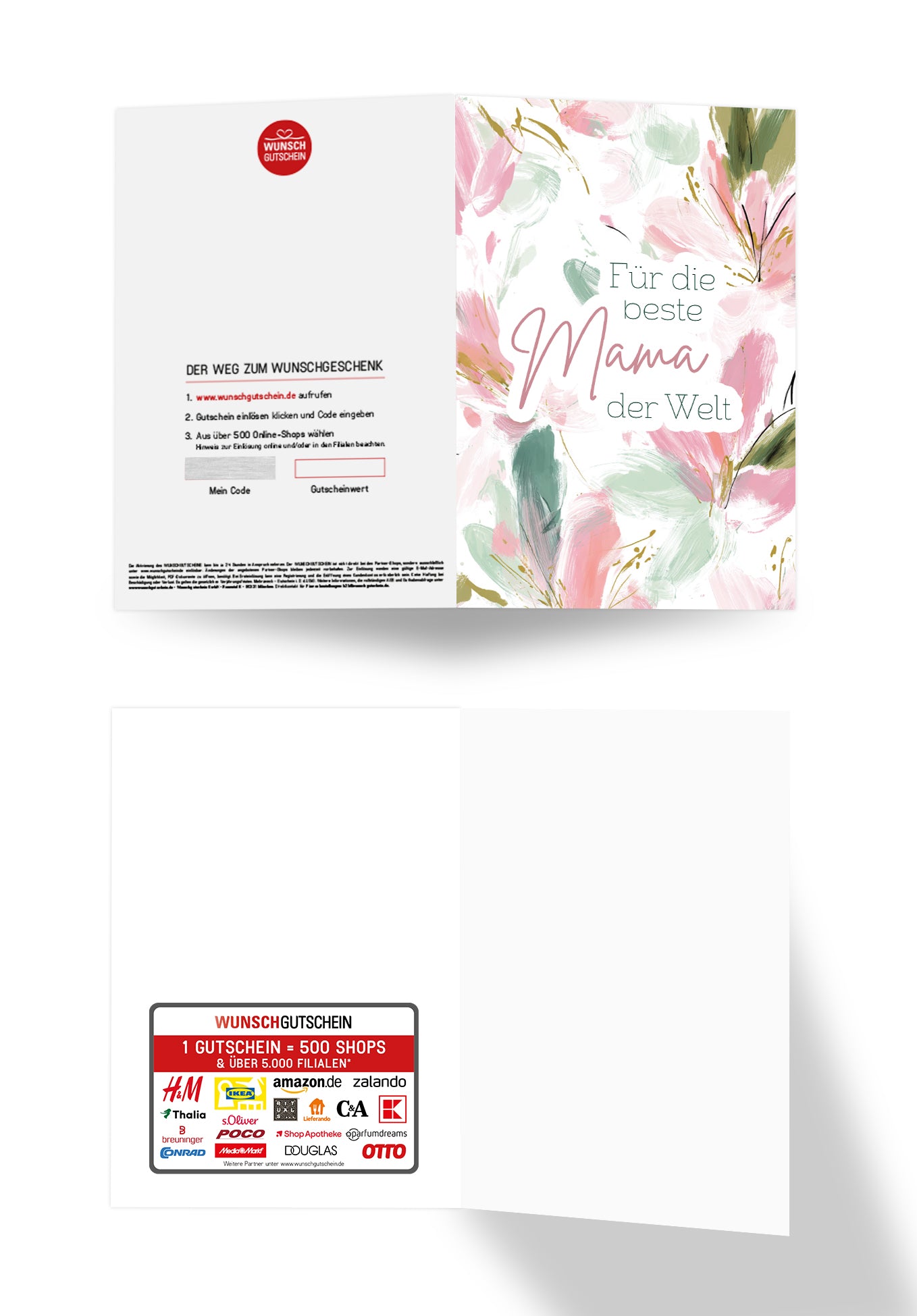 Wunschgutschein Für die beste Mama - Blumenmuster – Geschenkgutschein Ansicht 3