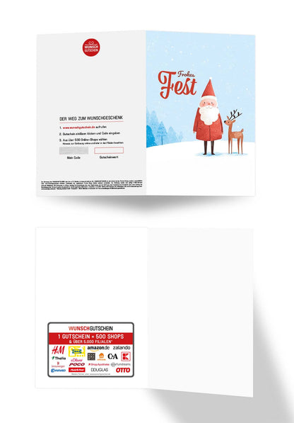 Wunschgutschein Frohes Fest - Weihnachtsmann Rentier PDF – Geschenkgutschein Ansicht 3