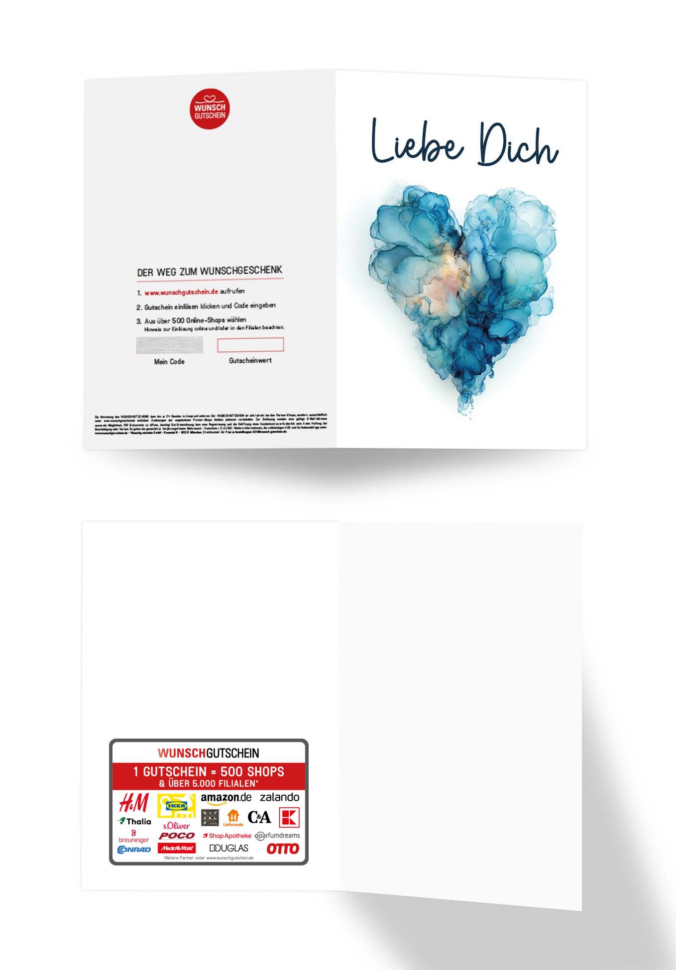 Wunschgutschein Liebe Dich - Herz Blau – Geschenkgutschein Ansicht 3