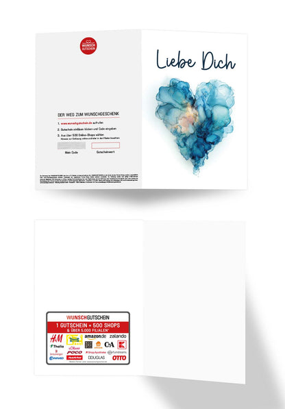 Wunschgutschein Liebe Dich - Herz Blau – Geschenkgutschein Ansicht 3