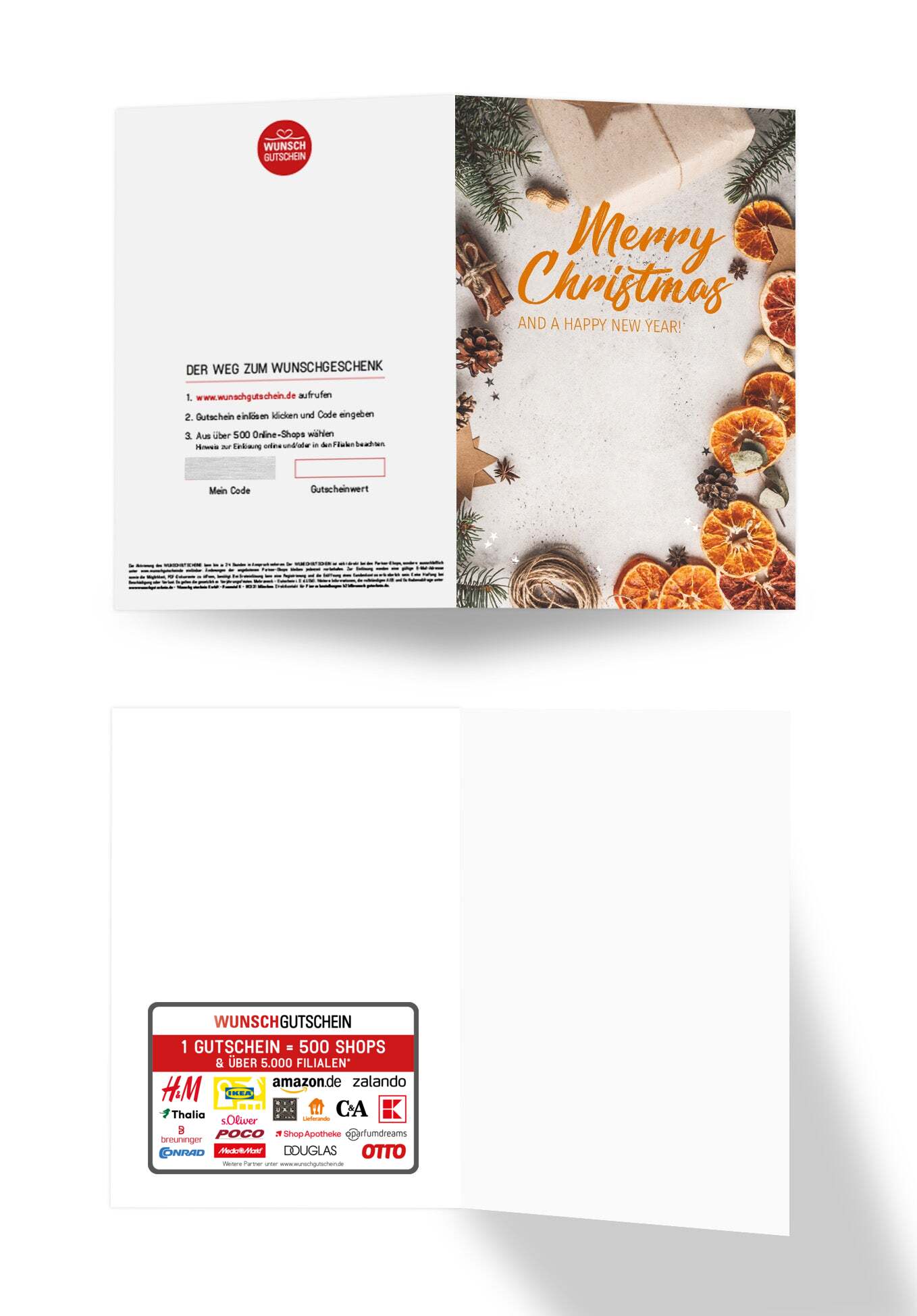 Wunschgutschein Merry Christmas - Orange PDF – Geschenkgutschein Ansicht 3