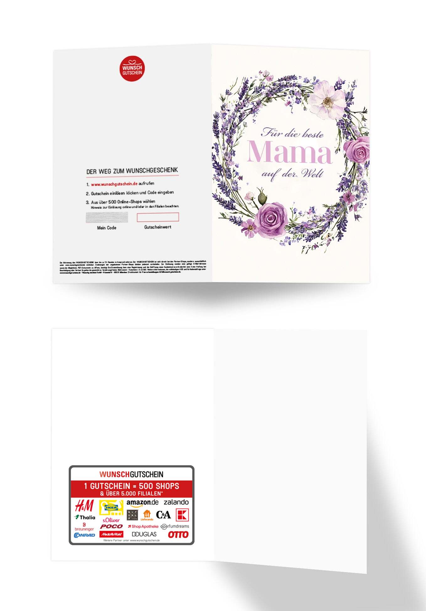 Wunschgutschein Für die beste Mama - Blumenkranz Lila – Geschenkgutschein Ansicht 3