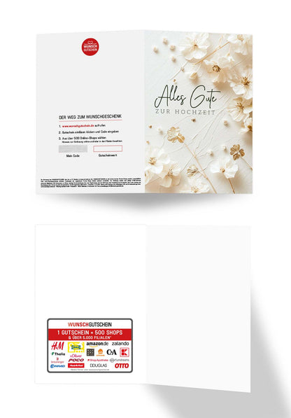 Wunschgutschein Alles Gute zur Hochzeit - Blumen Weiss – Geschenkgutschein Ansicht 3