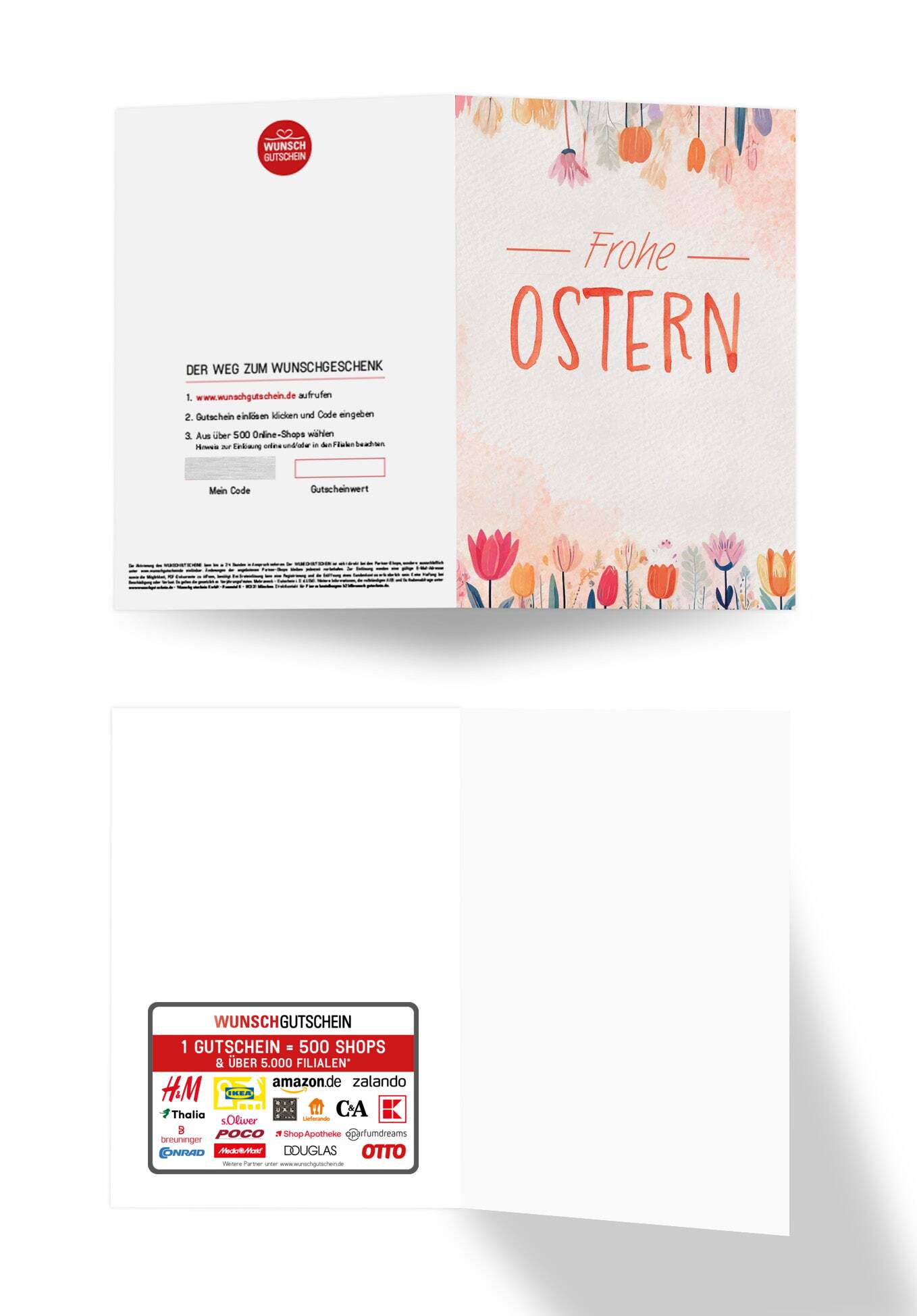 Wunschgutschein Frohe Ostern - Blumen Aquarell – Geschenkgutschein Ansicht 3