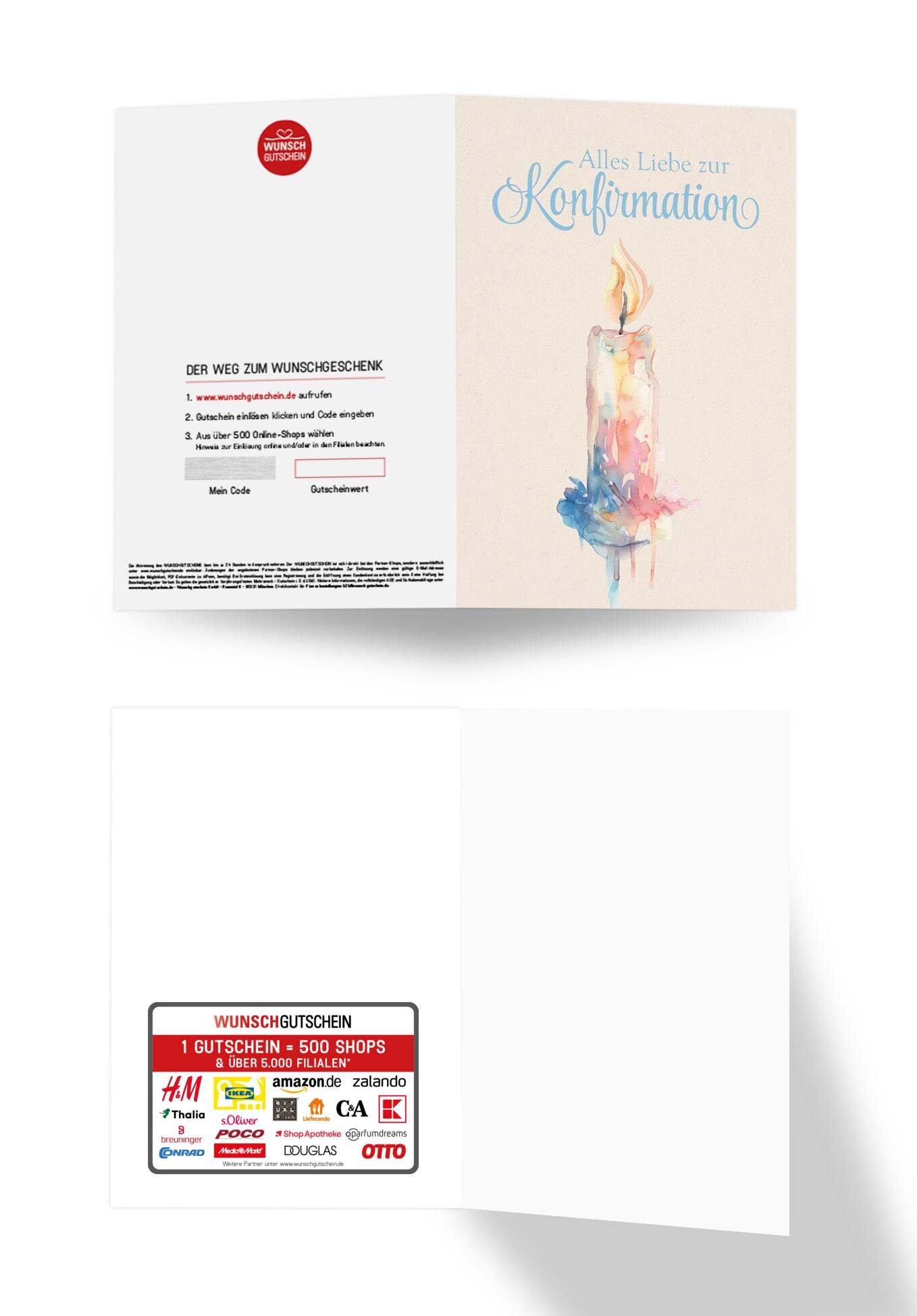 Wunschgutschein Zur Konfirmation - Kerze Aquarell PDF – Geschenkgutschein Ansicht 3
