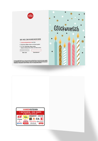 Wunschgutschein Glückwunsch - Kerzen und Sterne – Geschenkgutschein Ansicht 3