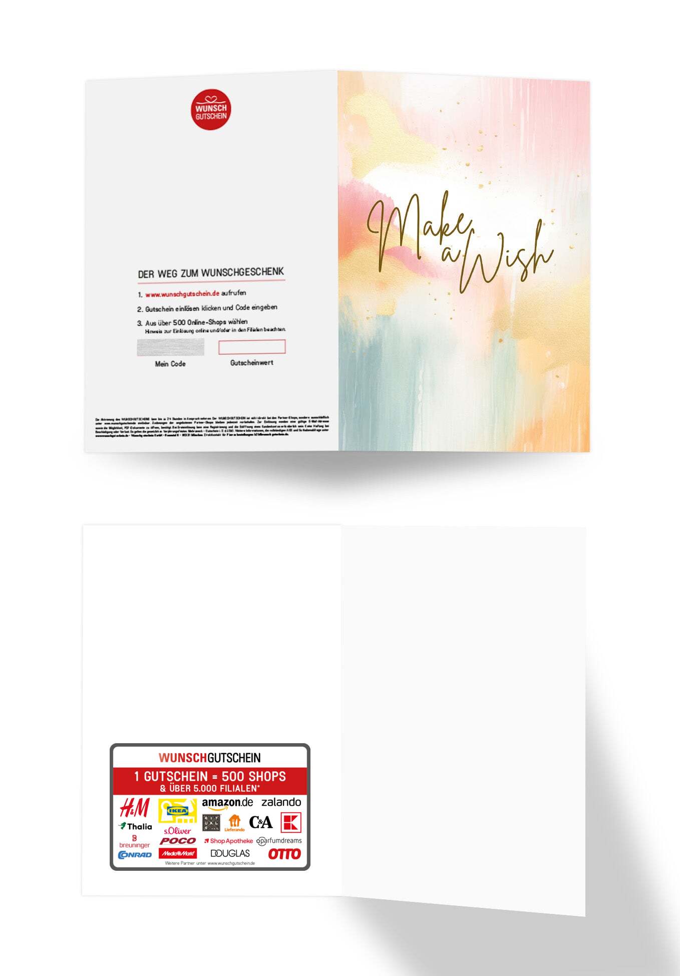 Wunschgutschein Make a wish - Aquarell Bunt – Geschenkgutschein Ansicht 3