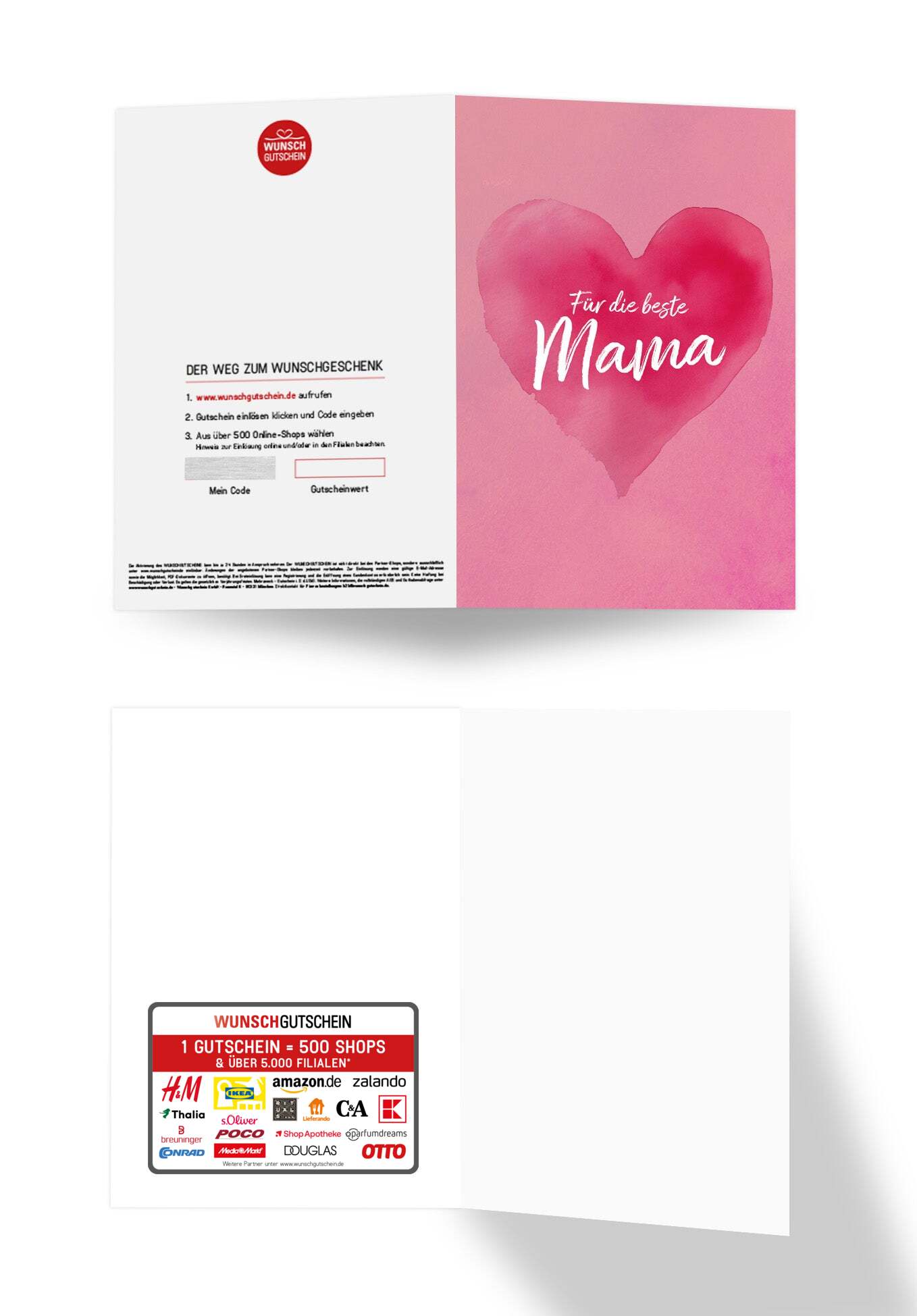 Wunschgutschein Für die beste Mama - Herz Pink – Geschenkgutschein Ansicht 3
