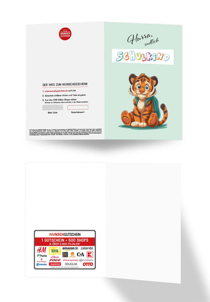 Wunschgutschein Hurra Schulkind - Tiger PDF – Geschenkgutschein Ansicht 3