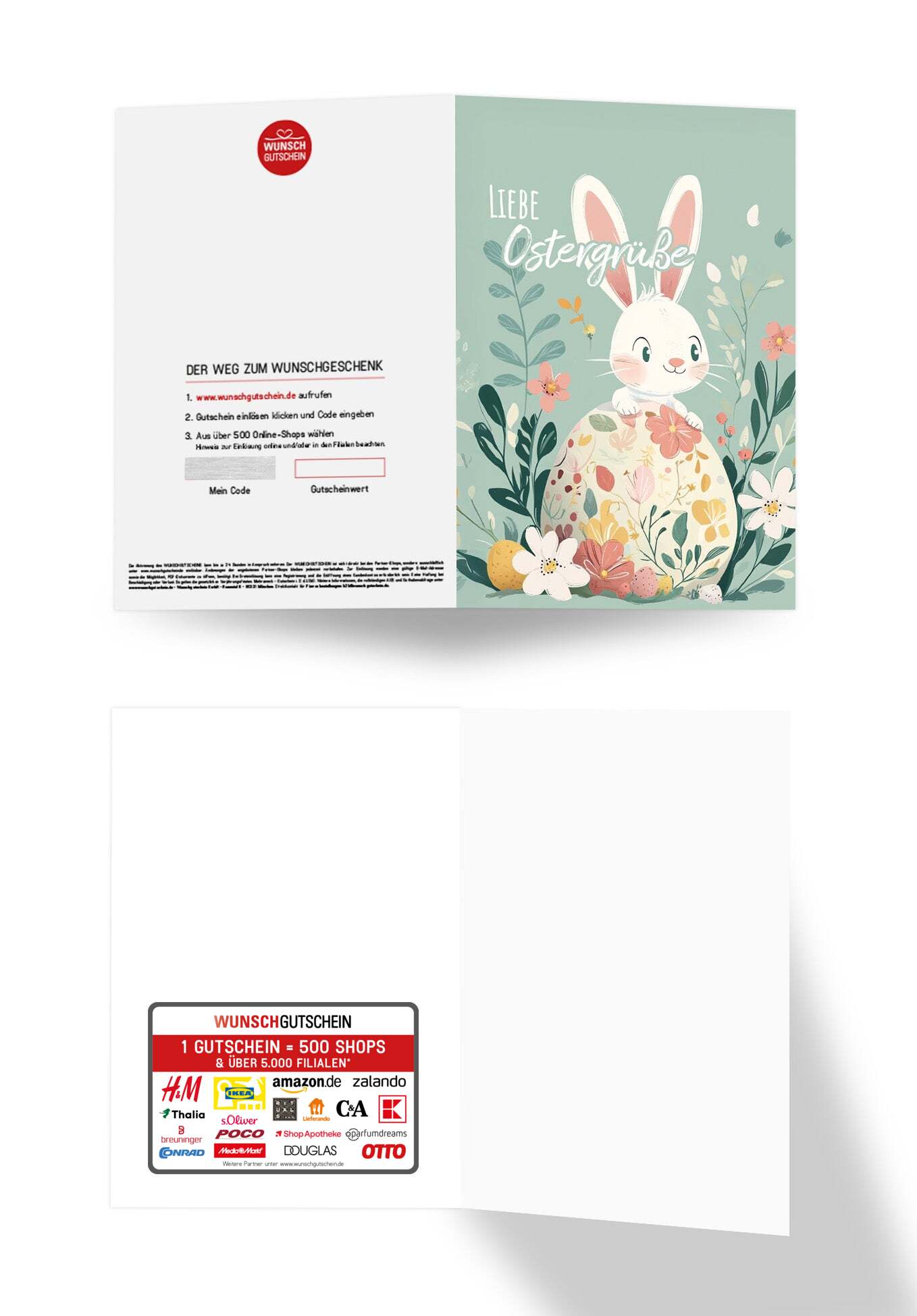 Wunschgutschein Liebe Ostergrüße - Hase Türkis – Geschenkgutschein Ansicht 3