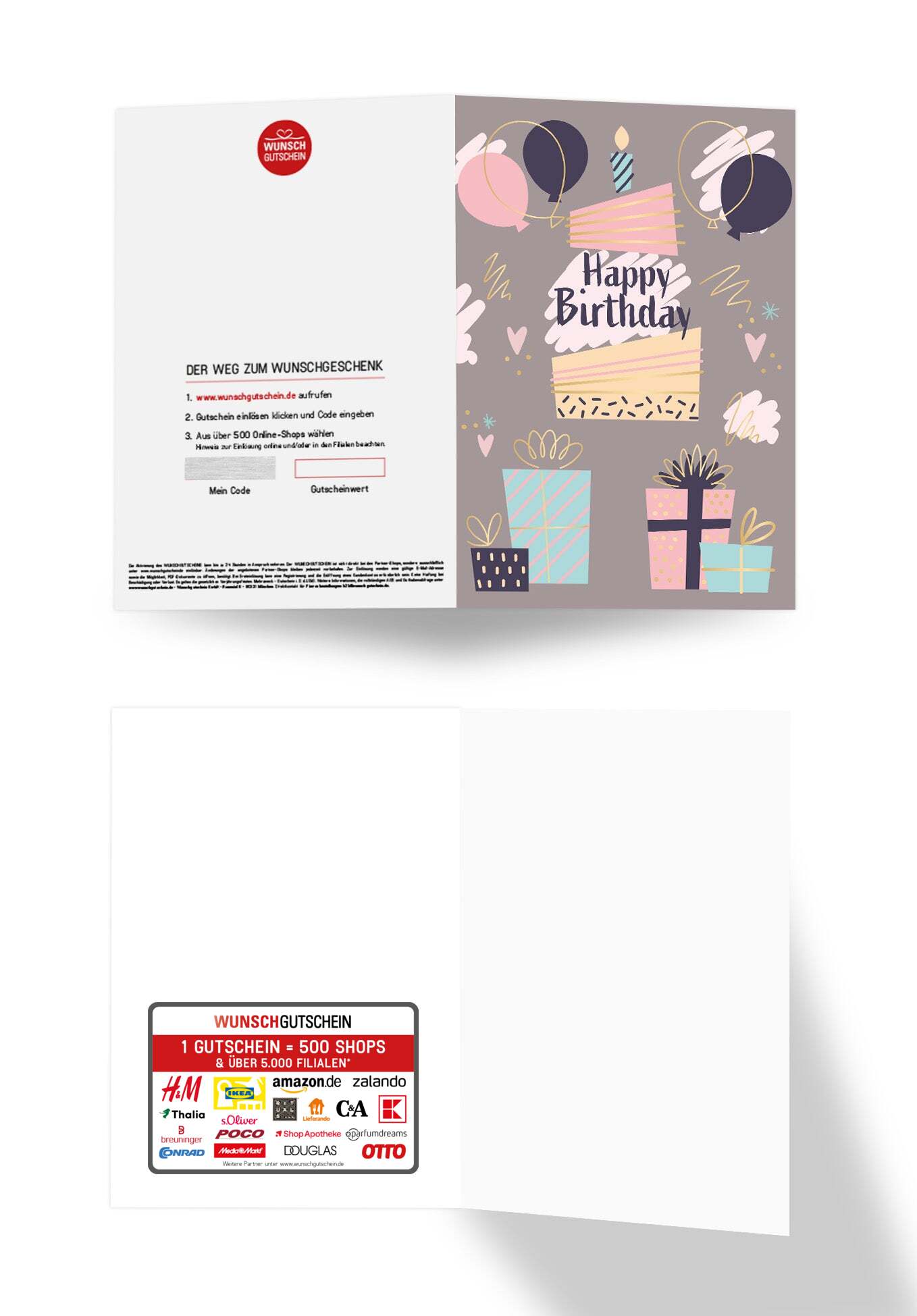 Wunschgutschein Happy Birthday - Grau – Geschenkgutschein Ansicht 3