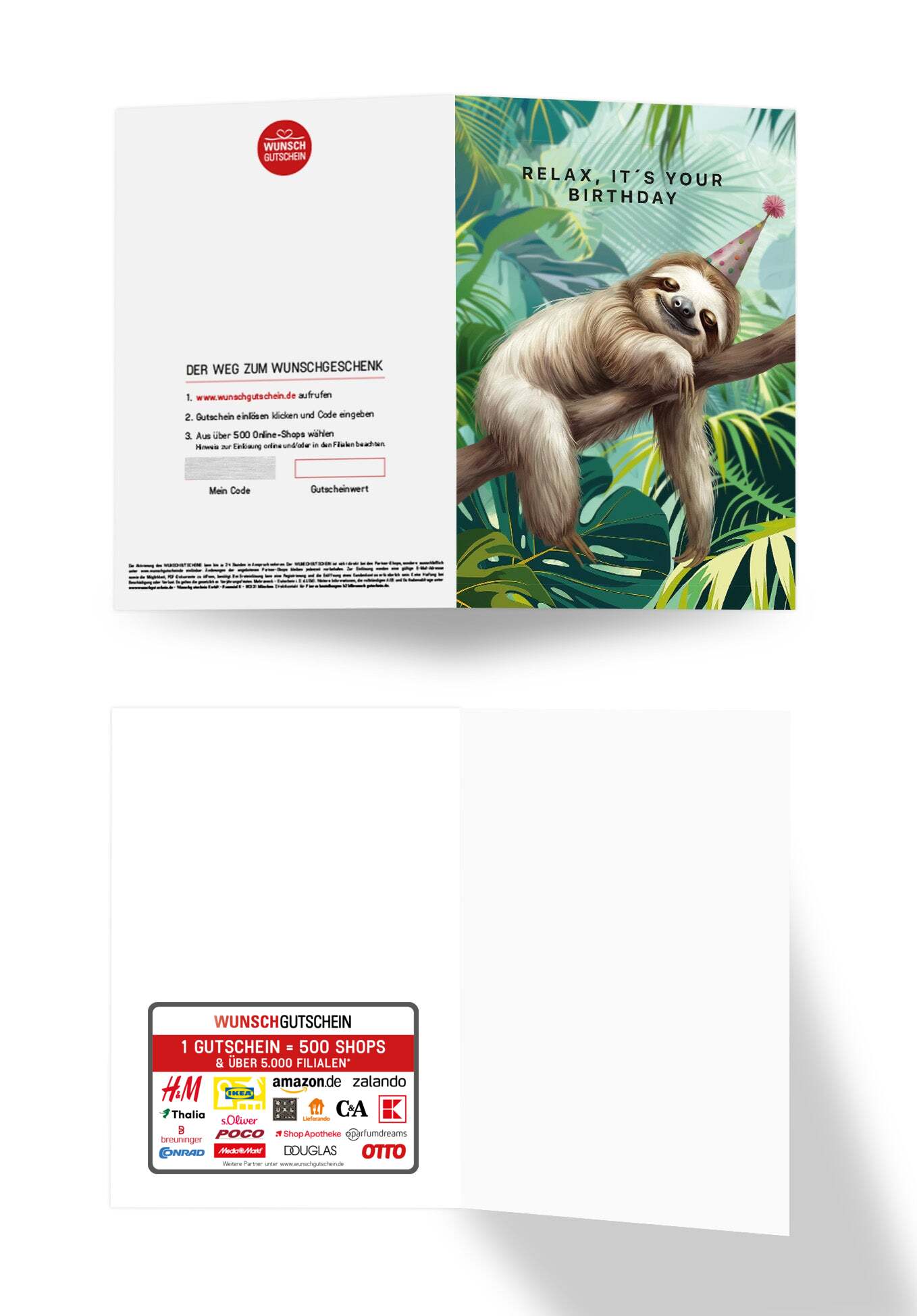 Wunschgutschein Relax Birthday - Faultier PDF – Geschenkgutschein Ansicht 3