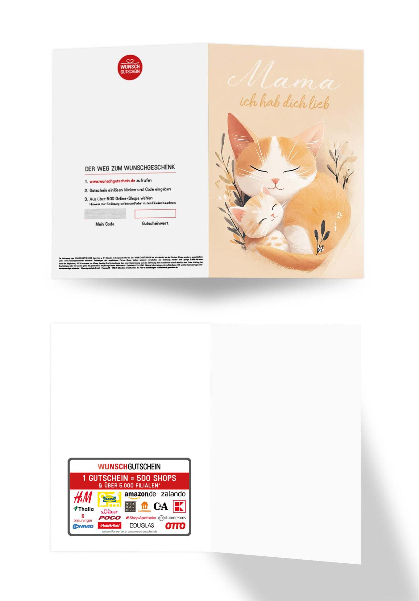 Wunschgutschein Mama hab dich lieb - Katzen Orange – Geschenkgutschein Ansicht 3