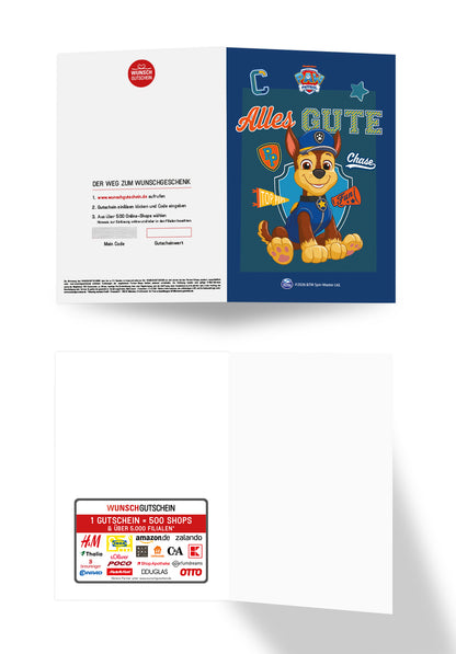 Wunschgutschein Paw Patrol - Alles Gute - Chase Blau – Geschenkgutschein Ansicht 3