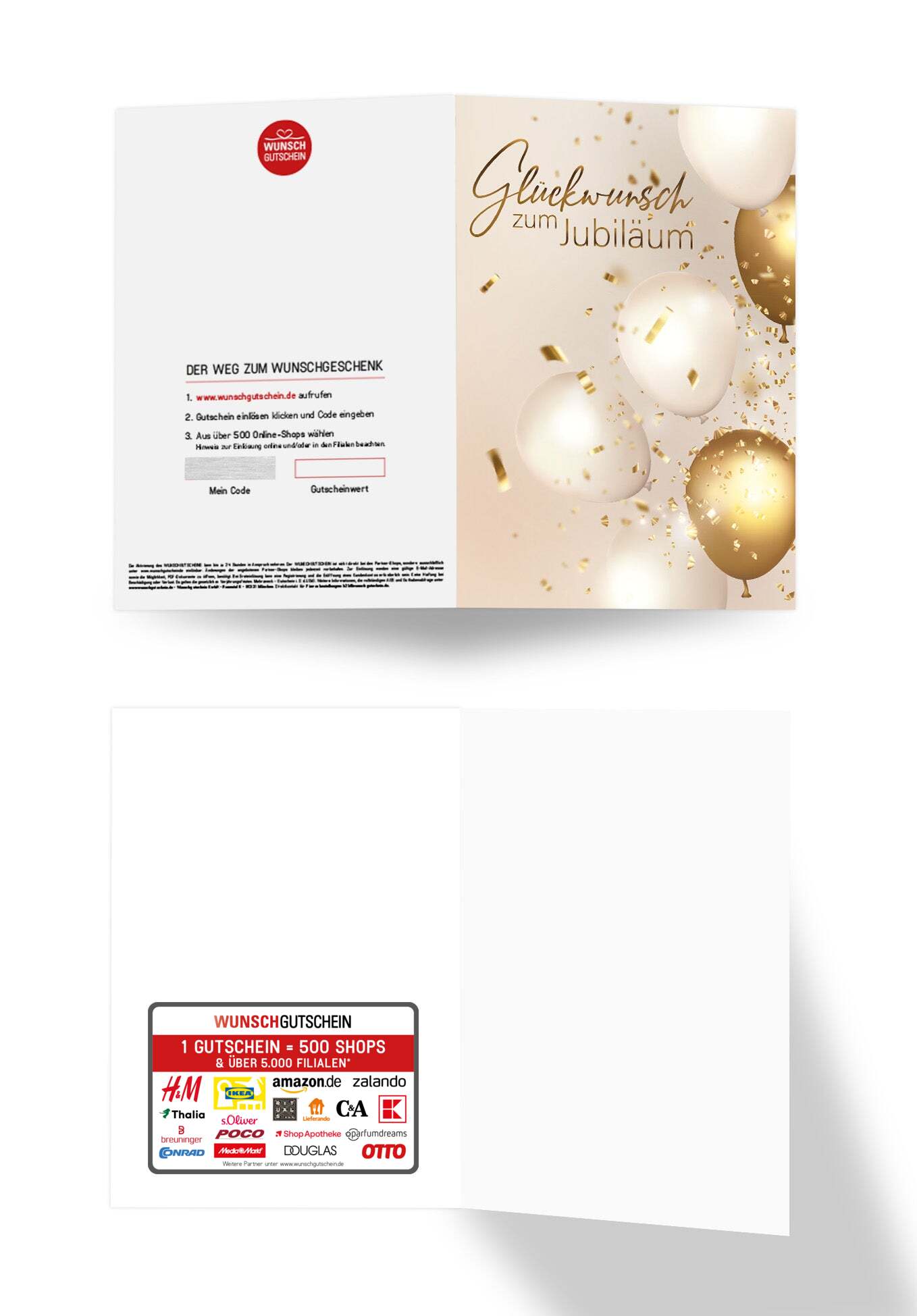 Wunschgutschein Glückwunsch zum Jubiläum - Gold – Geschenkgutschein Ansicht 3
