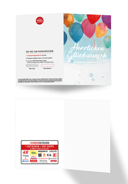 Wunschgutschein Herzlichen Glückwunsch - Bunte Ballons – Geschenkgutschein Ansicht 7