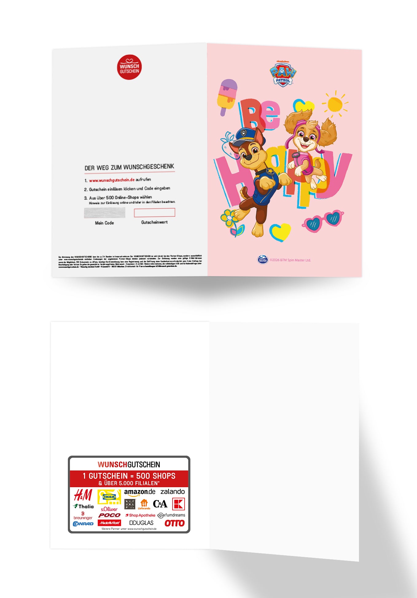 Wunschgutschein Paw Patrol - Be Happy - Pastelpink Sommer PDF – Geschenkgutschein Ansicht 3