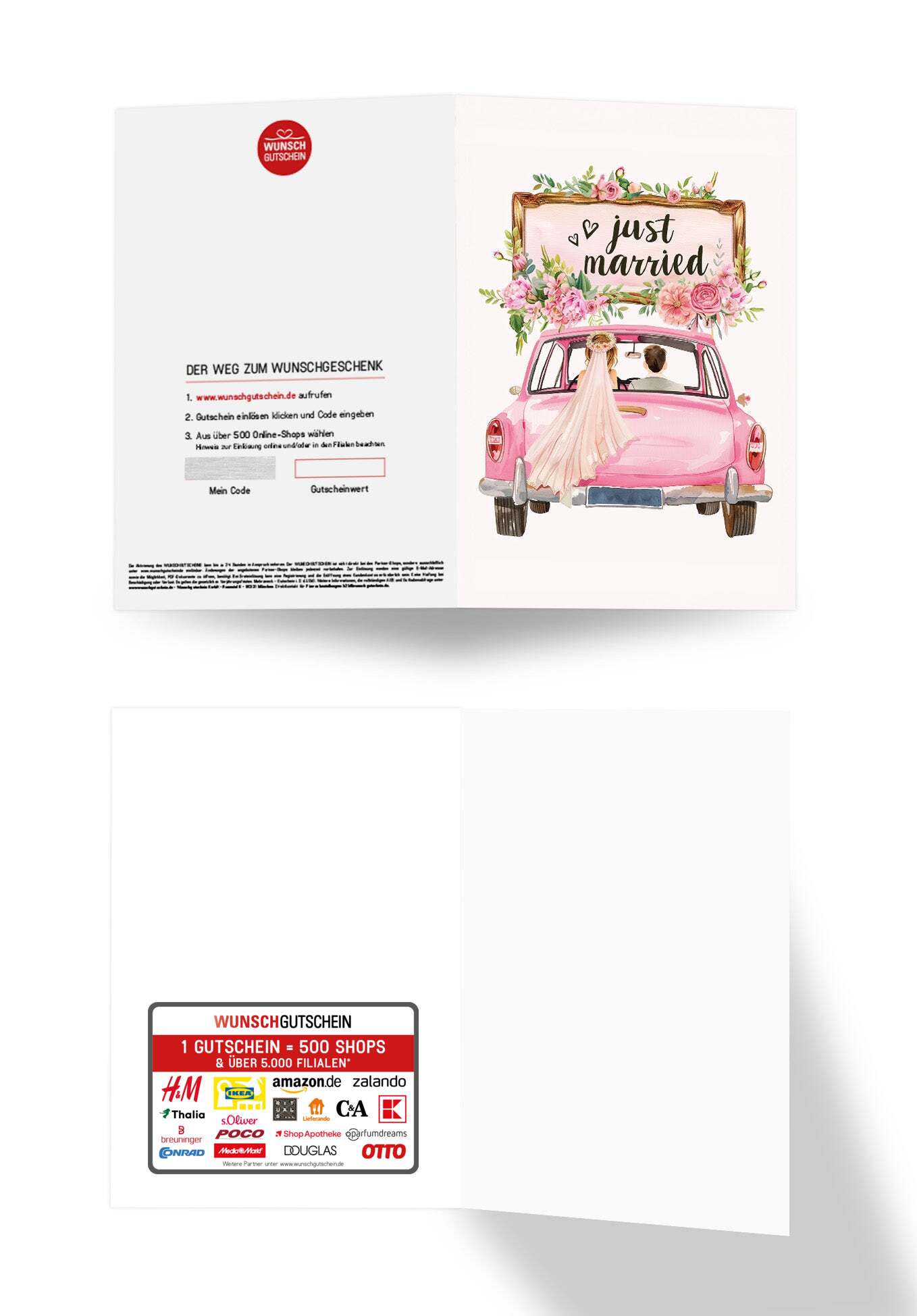 Wunschgutschein Just Married - Auto Rosa – Geschenkgutschein Ansicht 3