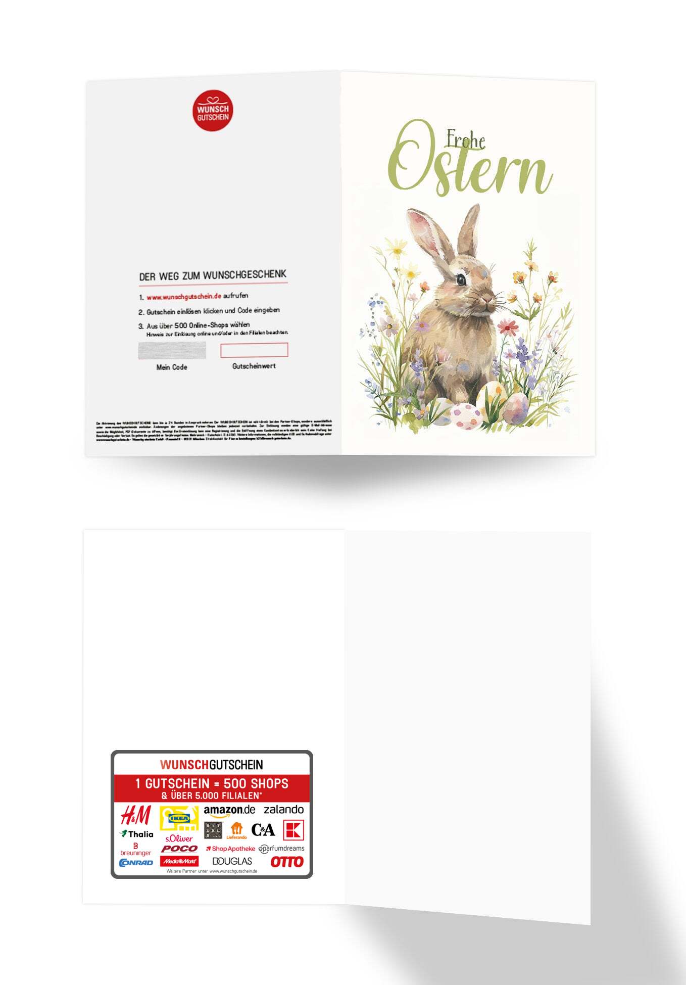 Wunschgutschein Frohe Ostern - Hase im Grass – Geschenkgutschein Ansicht 3