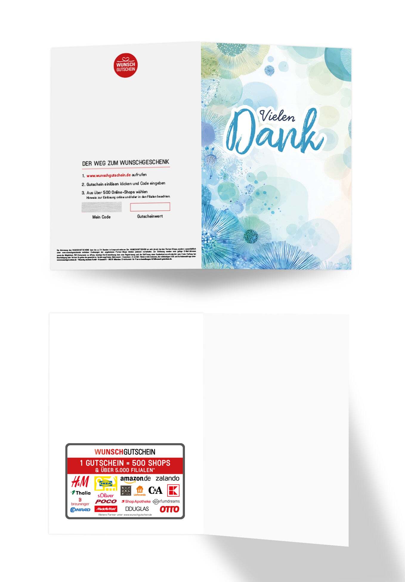 Wunschgutschein Vielen Dank - Elemente Blau Grün – Geschenkgutschein Ansicht 3