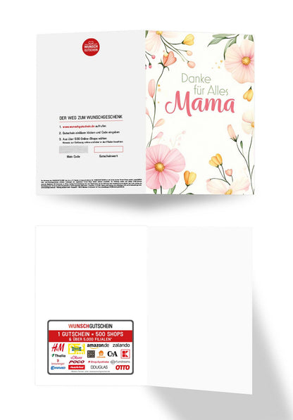 Wunschgutschein Danke für Alles Mama - Blumenrahmen – Geschenkgutschein Ansicht 3