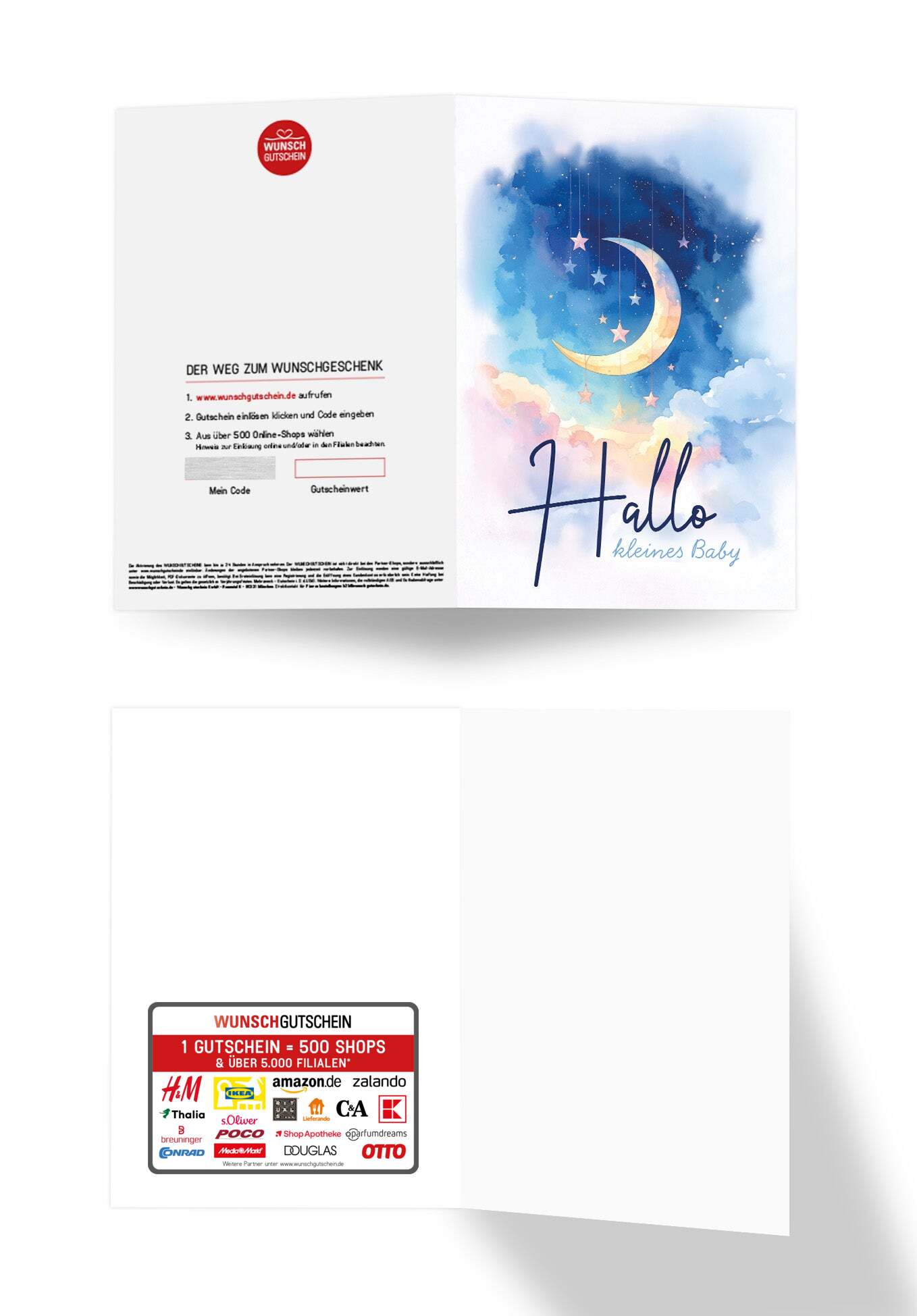 Wunschgutschein Hallo kleines Baby - Mond Sterne – Geschenkgutschein Ansicht 3