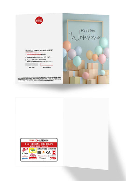 Wunschgutschein Für deine Wünsche - Kartons und Ballons – Geschenkgutschein Ansicht 3