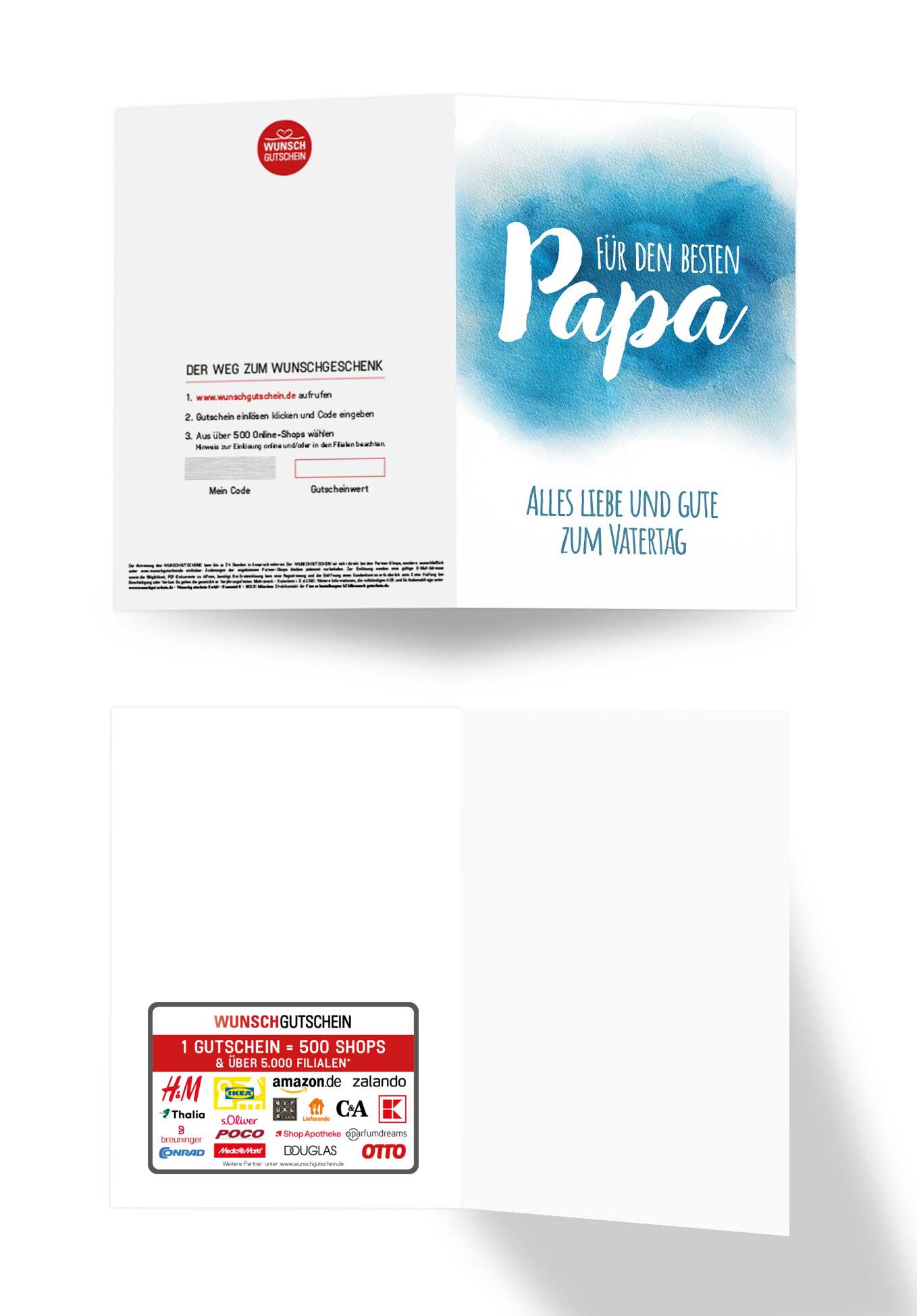 Wunschgutschein Für den besten Papa - Aquarell Blau – Geschenkgutschein Ansicht 3