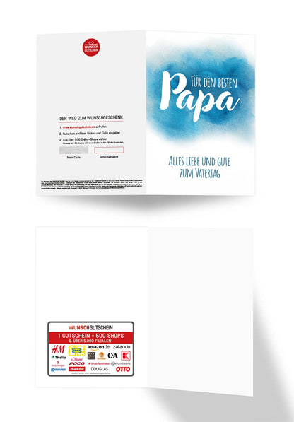 Wunschgutschein Für den besten Papa - Aquarell Blau – Geschenkgutschein Ansicht 3