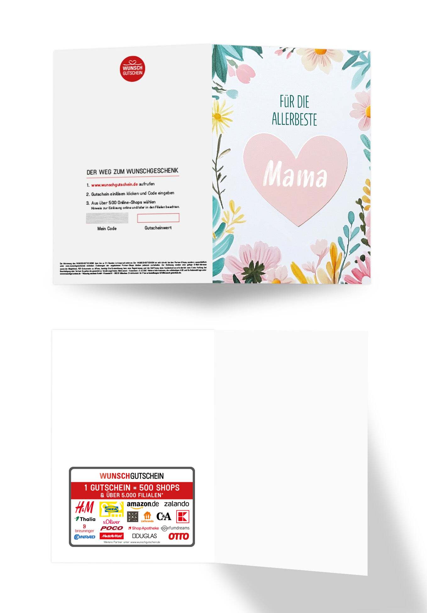 Wunschgutschein Für die allerbeste Mama - Herz – Geschenkgutschein Ansicht 3
