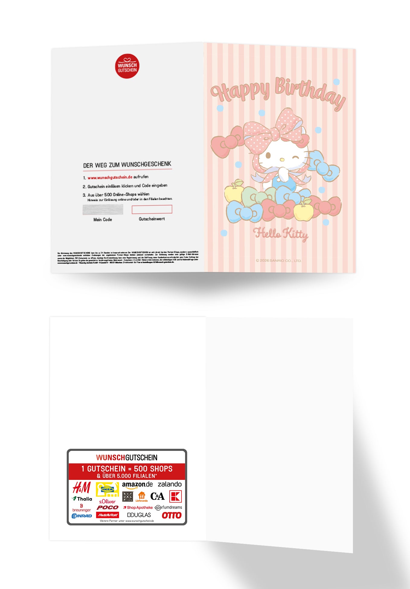 Wunschgutschein Hello Kitty - Happy Birthday - Pink Gestreift PDF – Geschenkgutschein Ansicht 3