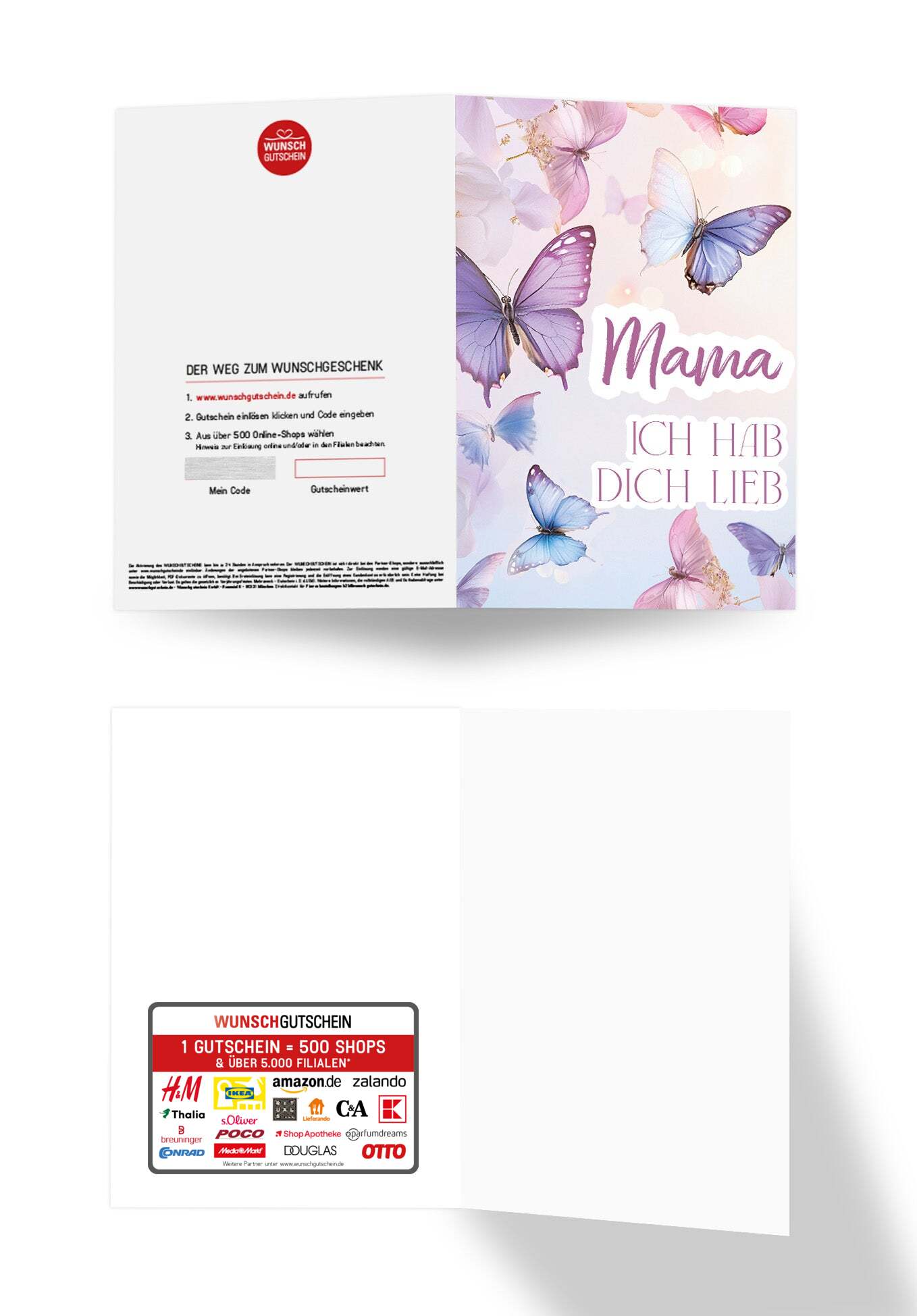 Wunschgutschein Mama hab dich lieb - Schmetterlinge Lila – Geschenkgutschein Ansicht 3